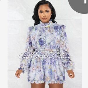 Floral belted romper